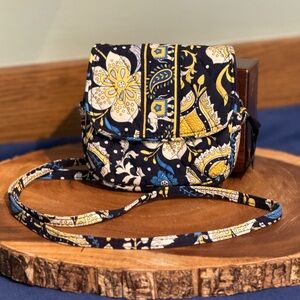 VERA BRADLEY Ellie Blue Quilted Crossbody | Retired 2013 | Navy & Yellow